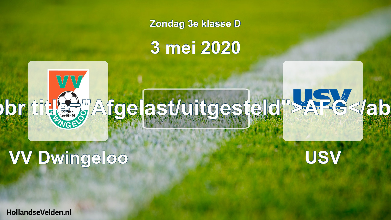 Scheduled Match: VV Dwingeloo - USV (3 May 2020)