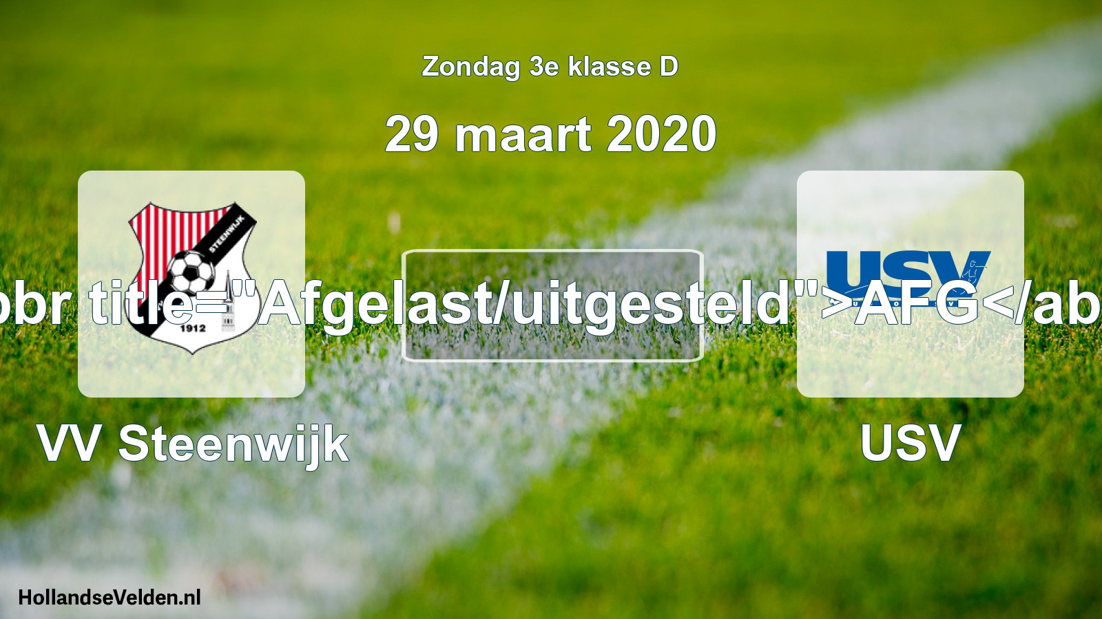 Scheduled Match: VV Steenwijk - USV (29 March 2020)