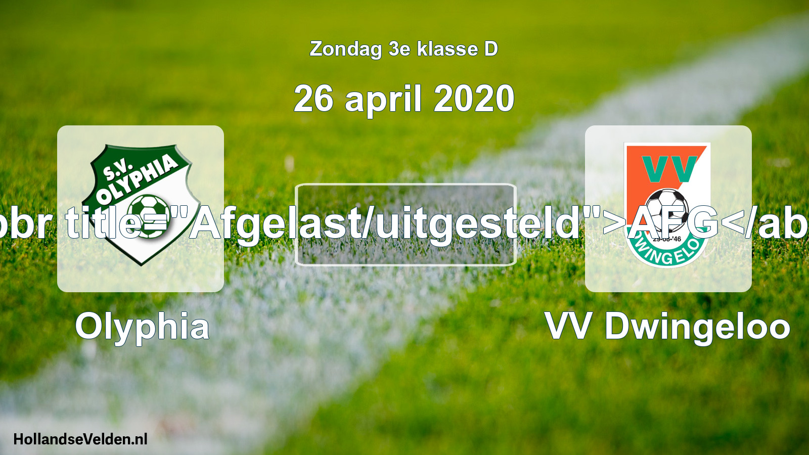 Scheduled Match: Olyphia - VV Dwingeloo (26 April 2020)