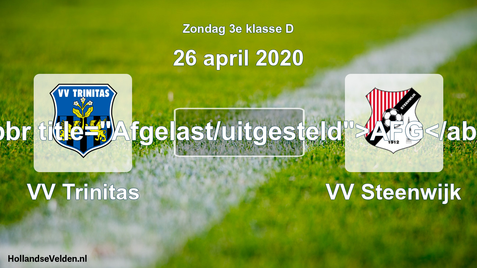 Scheduled Match: VV Trinitas - VV Steenwijk (26 April 2020)