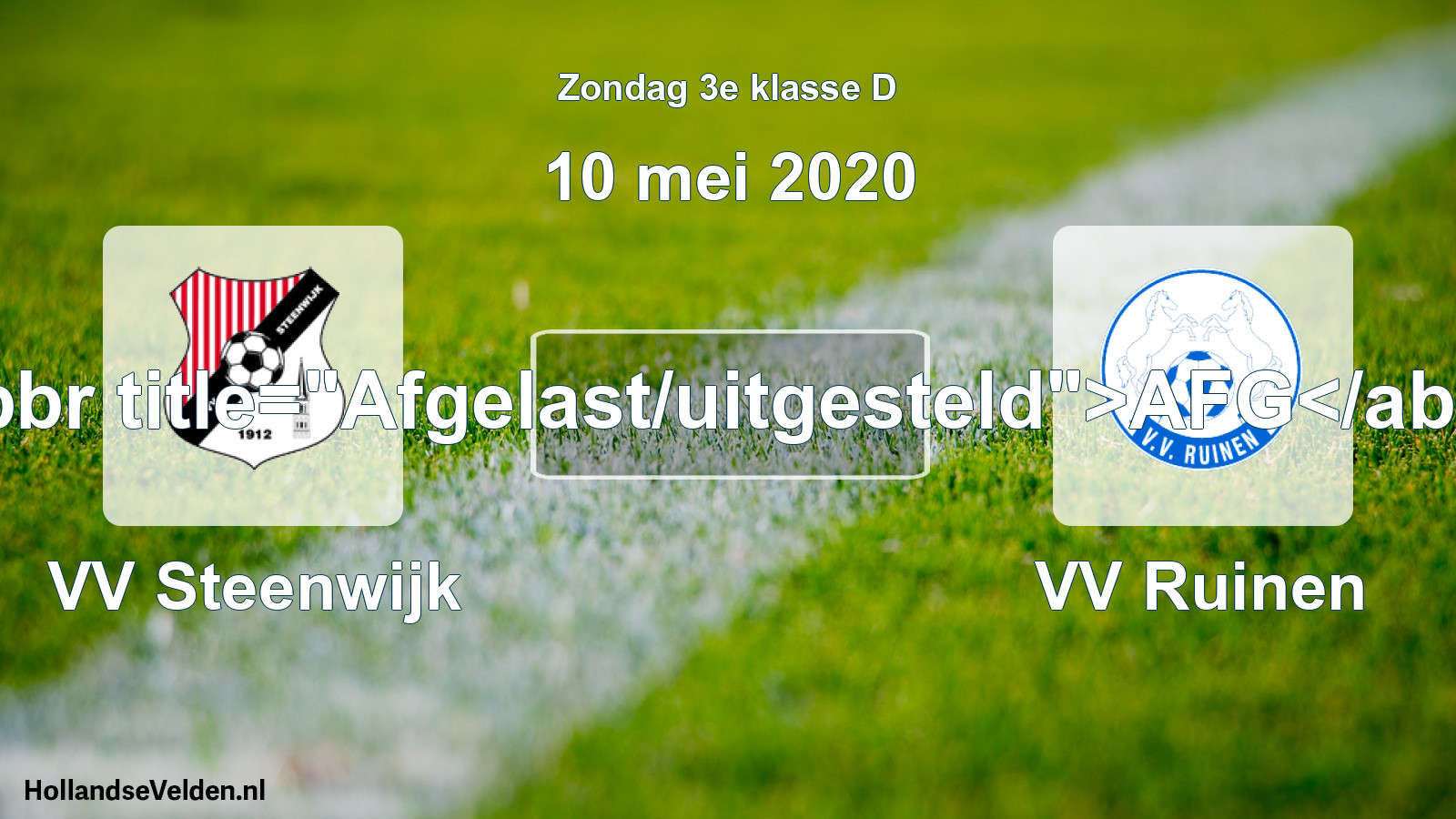 Scheduled Match: VV Steenwijk - VV Ruinen (10 May 2020)