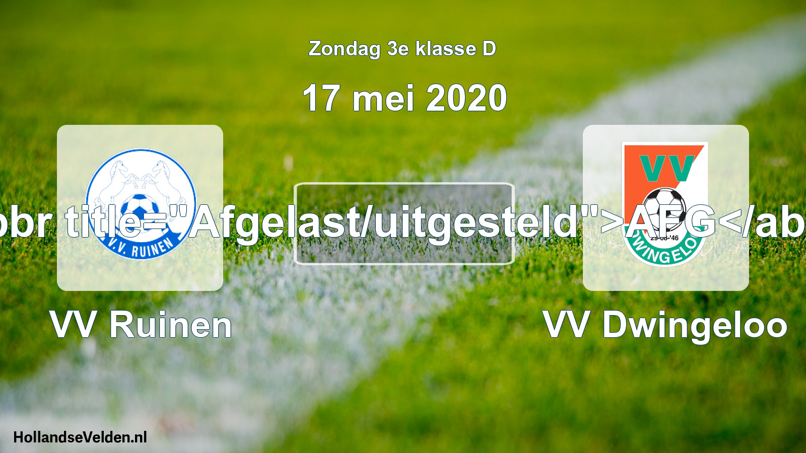 Scheduled Match: VV Ruinen - VV Dwingeloo (17 May 2020)