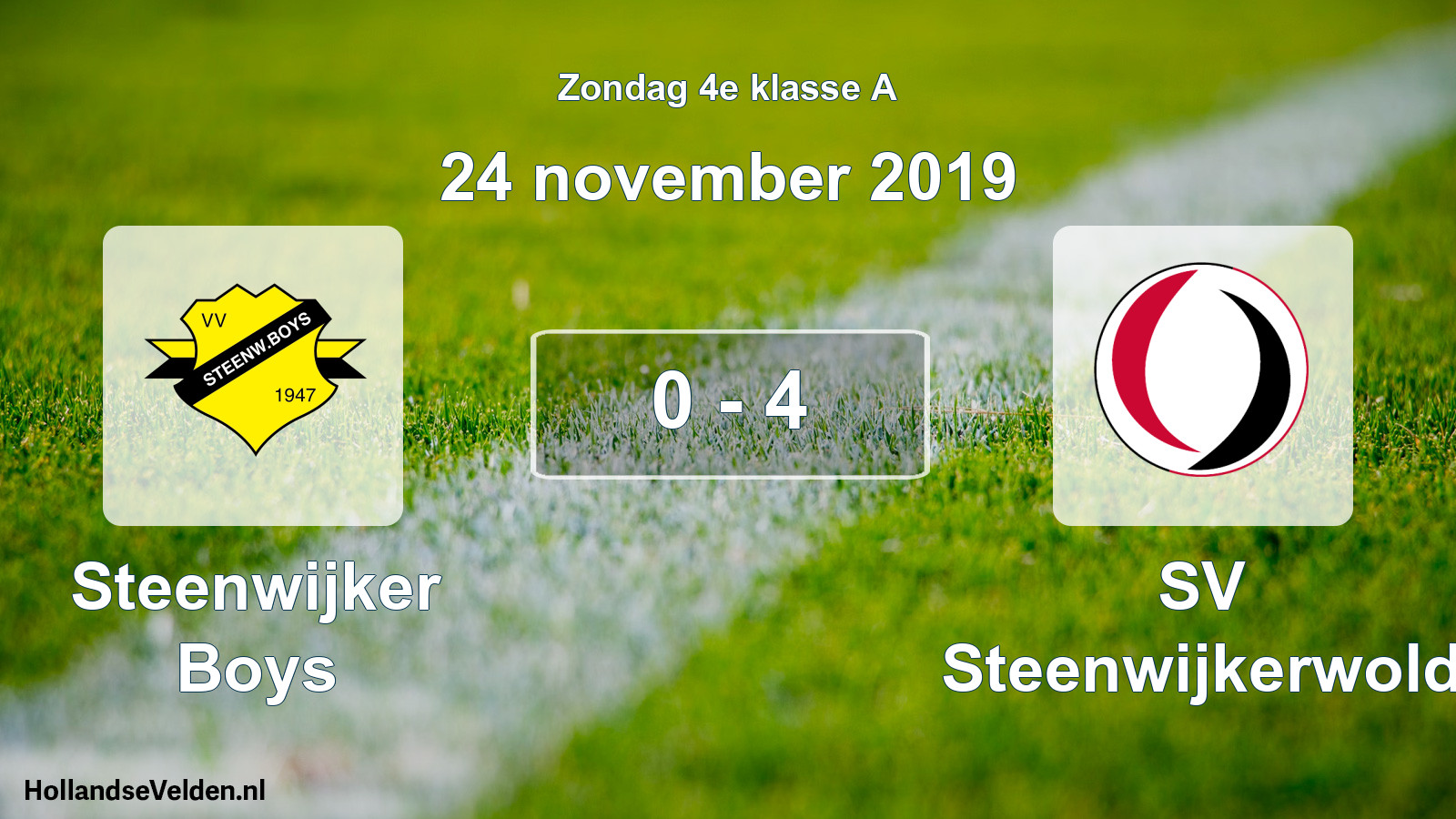 Total number of matches played: Steenwijker Boys - SV Steenwijkerwold 0 - 4 (24 November 2019)