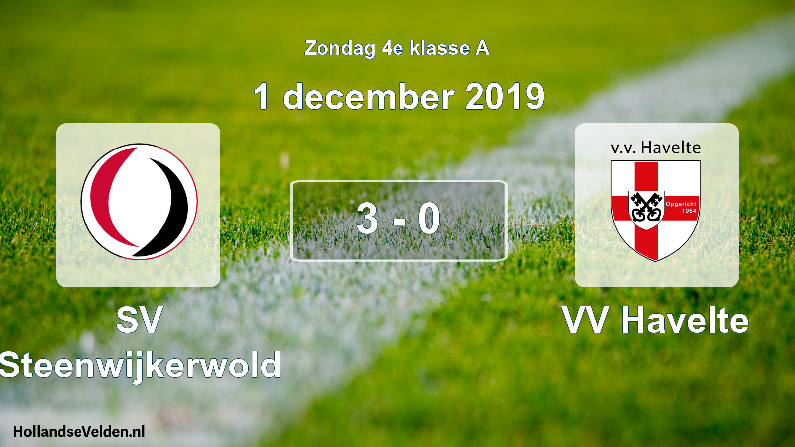 Total number of matches played: SV Steenwijkerwold - VV Havelte 3 - 0 (1 December 2019)