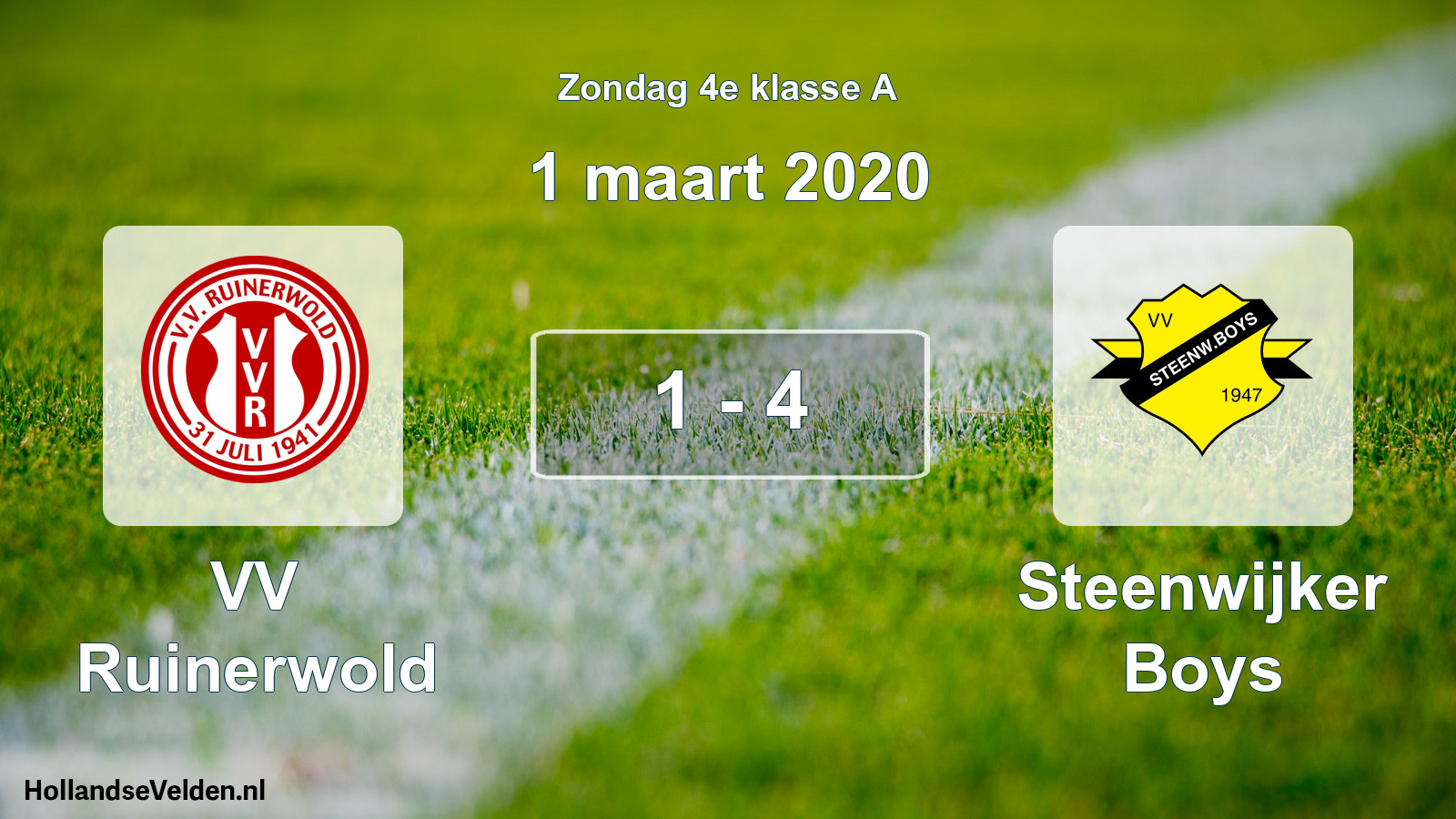 Total number of matches played: VV Ruinerwold - Steenwijker Boys 1 - 4 (1 March 2020)