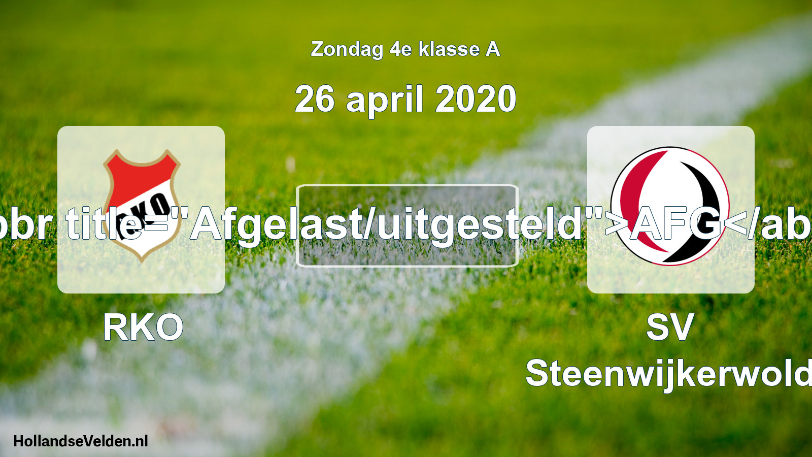 Scheduled Match: RKO - SV Steenwijkerwold (26 April 2020)