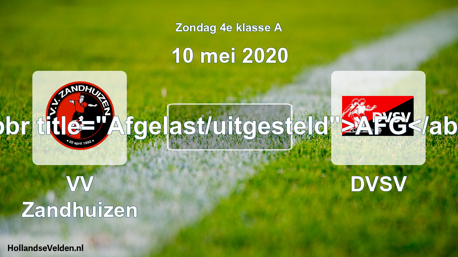 Scheduled Match: VV Zandhuizen - DVSV (10 May 2020)