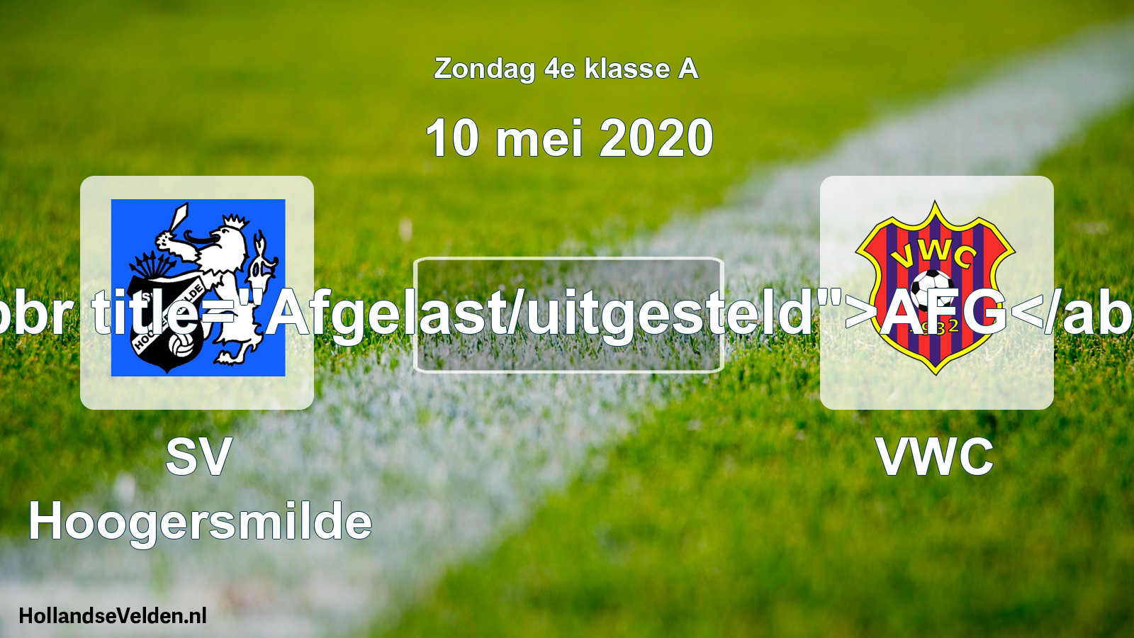 Scheduled Match: SV Hoogersmilde - VWC (10 May 2020)