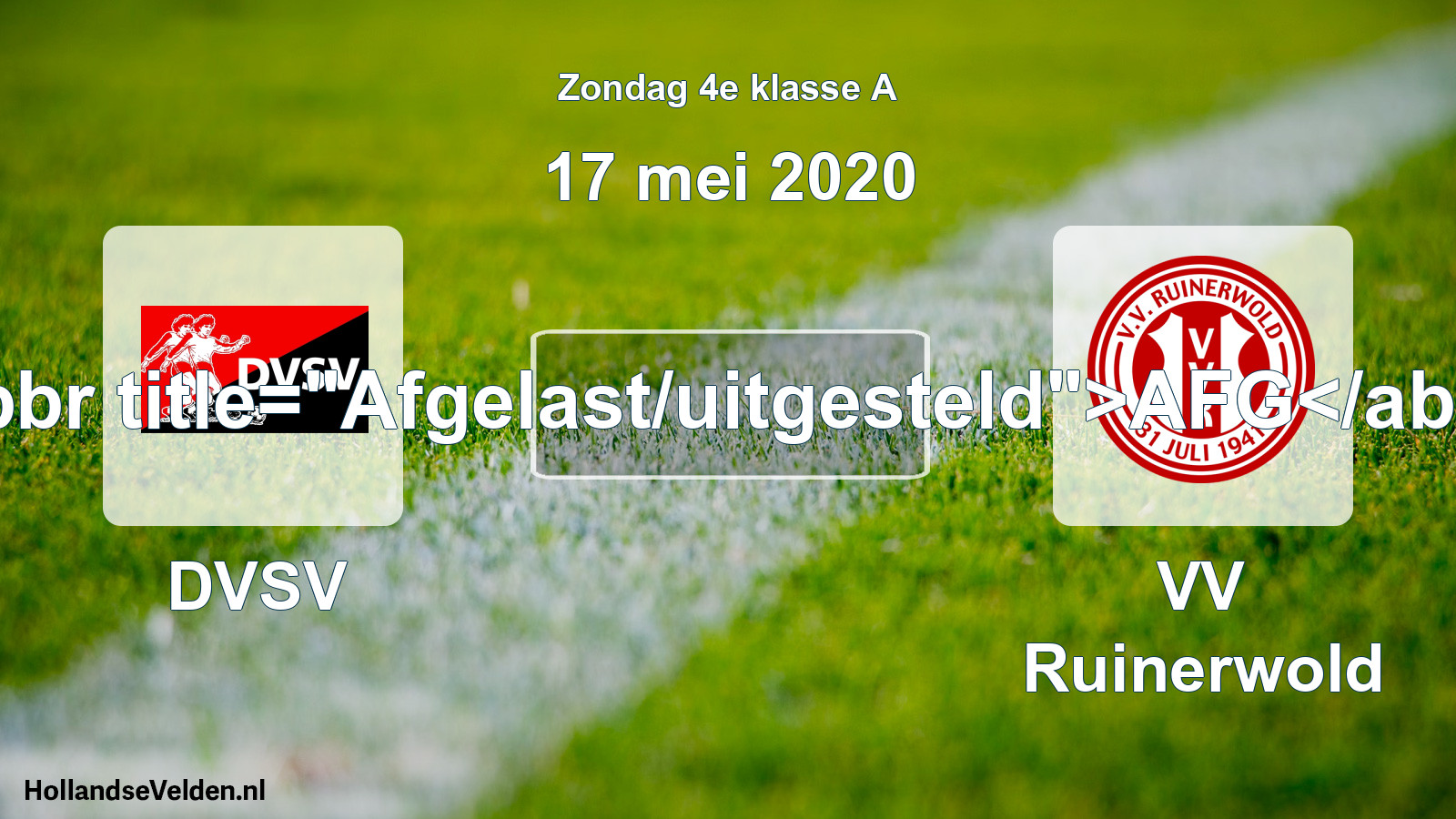 Scheduled Match: DVSV - VV Ruinerwold (17 May 2020)