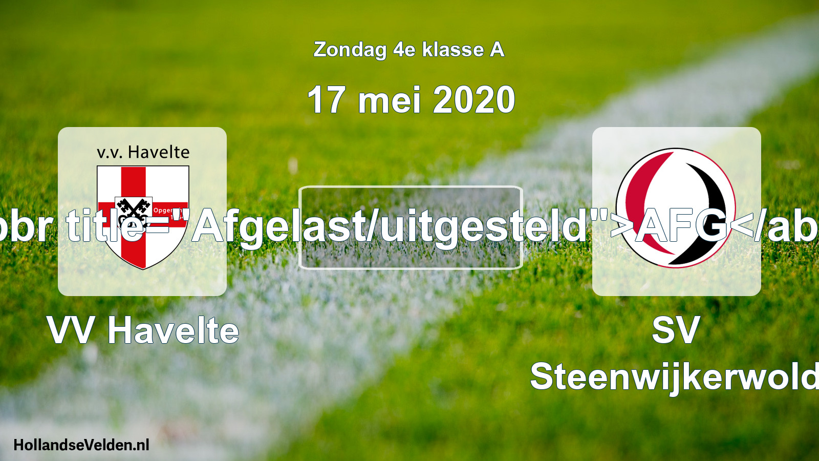 Scheduled Match: VV Havelte - SV Steenwijkerwold (17 May 2020)