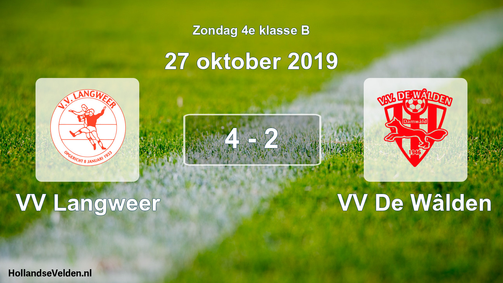Total number of matches played: VV Langweer - VV De Wâlden 4 - 2 (27 October 2019)