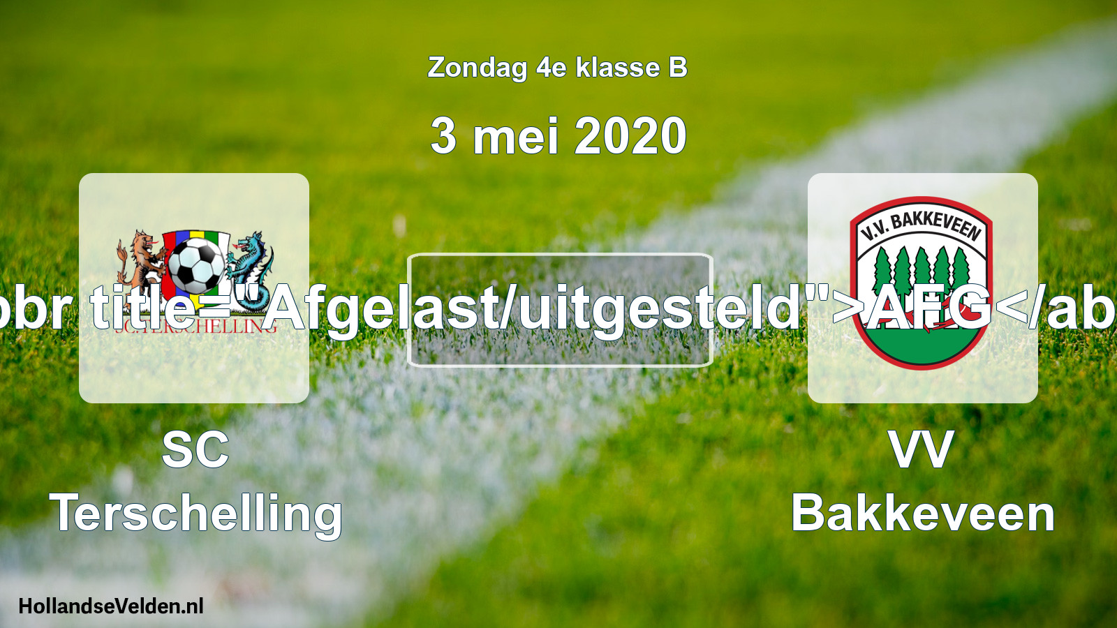 Scheduled Match: SC Terschelling - VV Bakkeveen (3 May 2020)