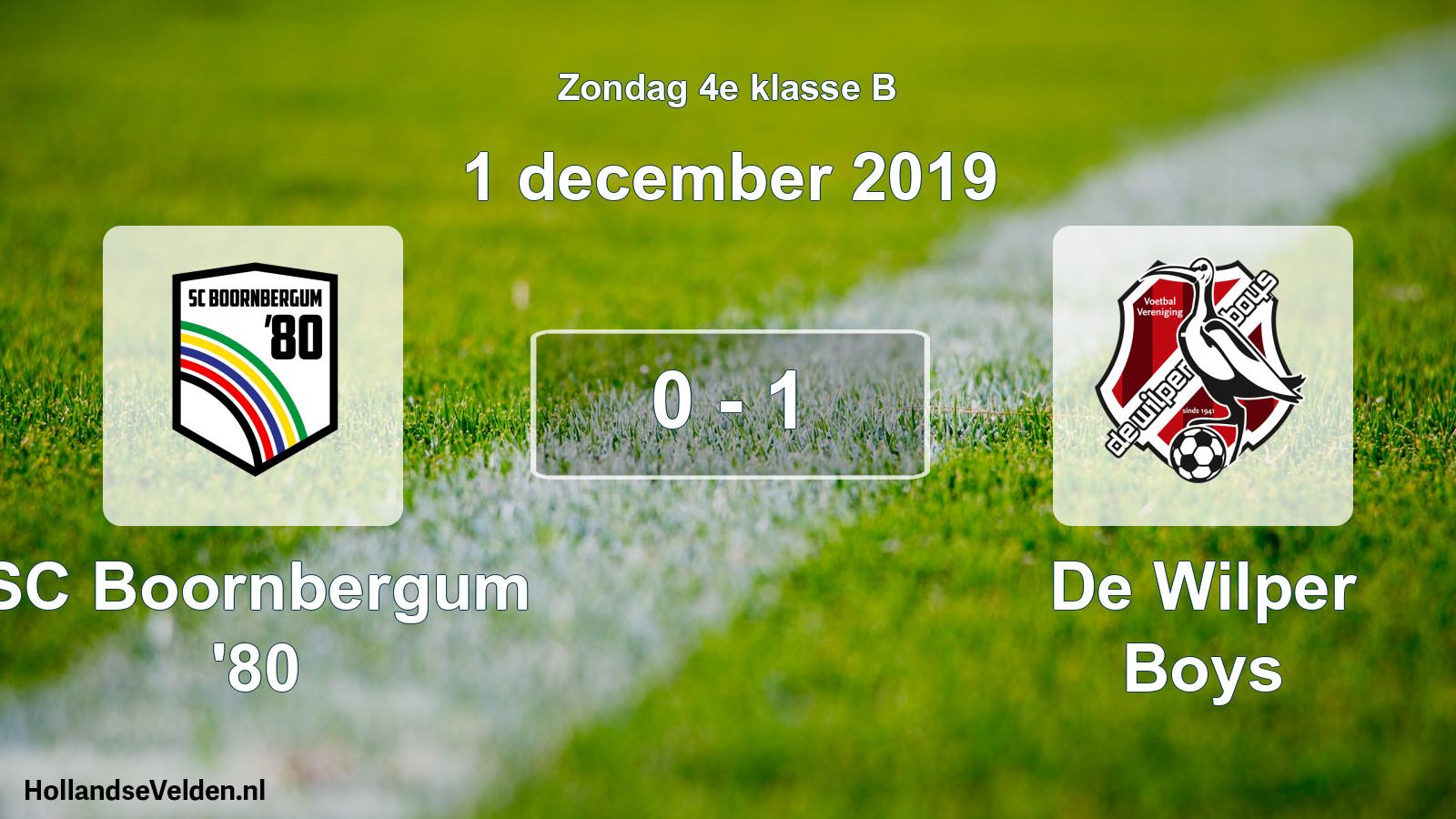 Total number of matches played: SC Boornbergum '80 - De Wilper Boys 0 - 1 (1 December 2019)