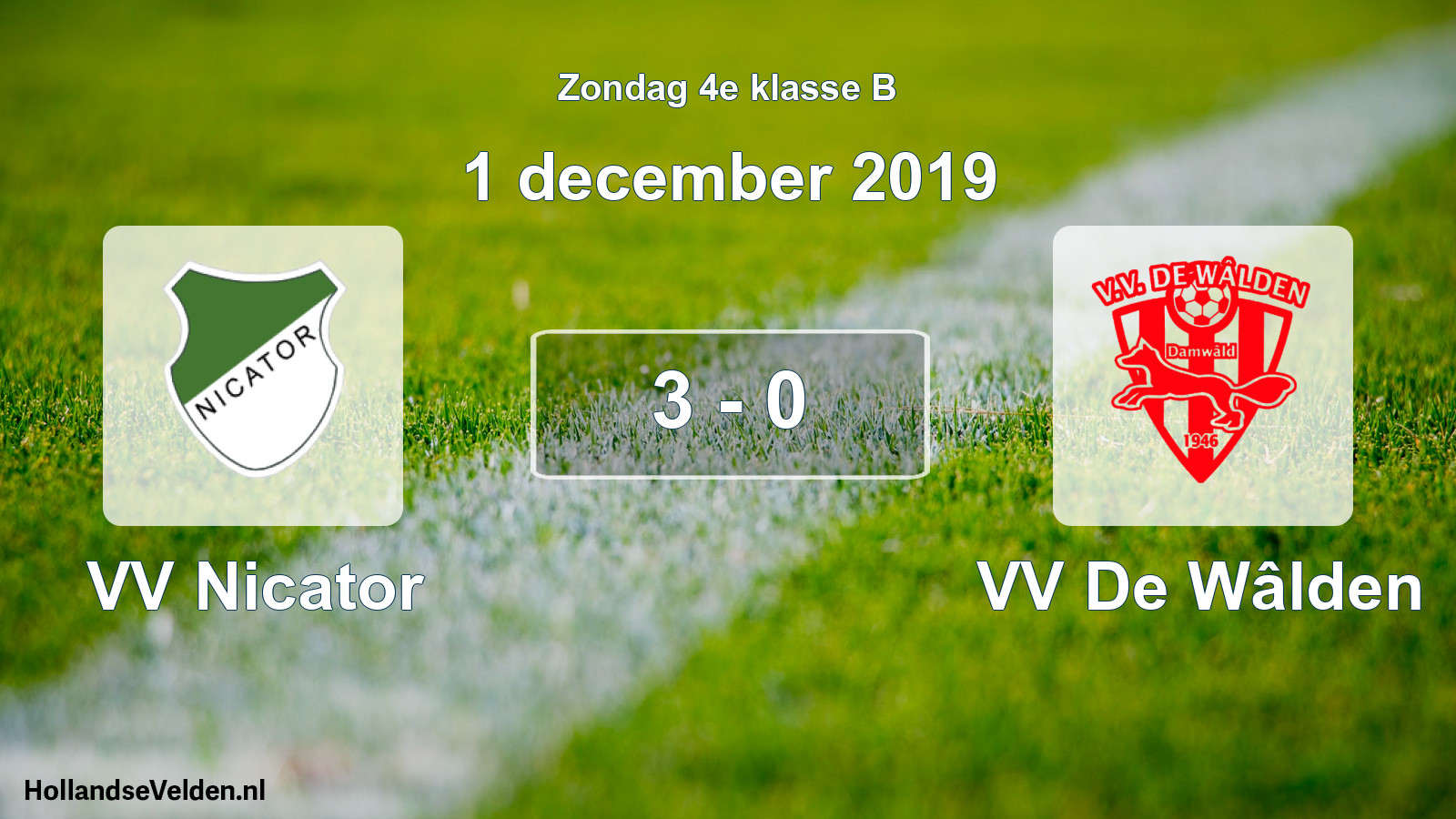 Total number of matches played: VV Nicator - VV De Wâlden 3 - 0 (1 December 2019)
