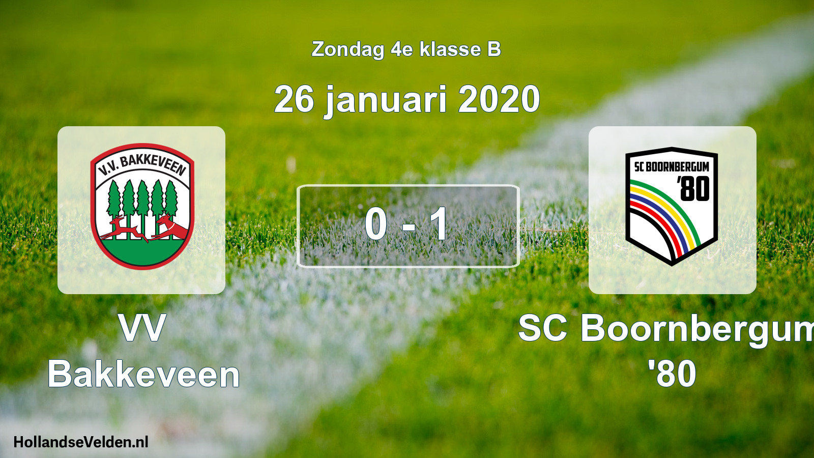 Total number of matches played: VV Bakkeveen - SC Boornbergum '80 0 - 1 (26 January 2020)