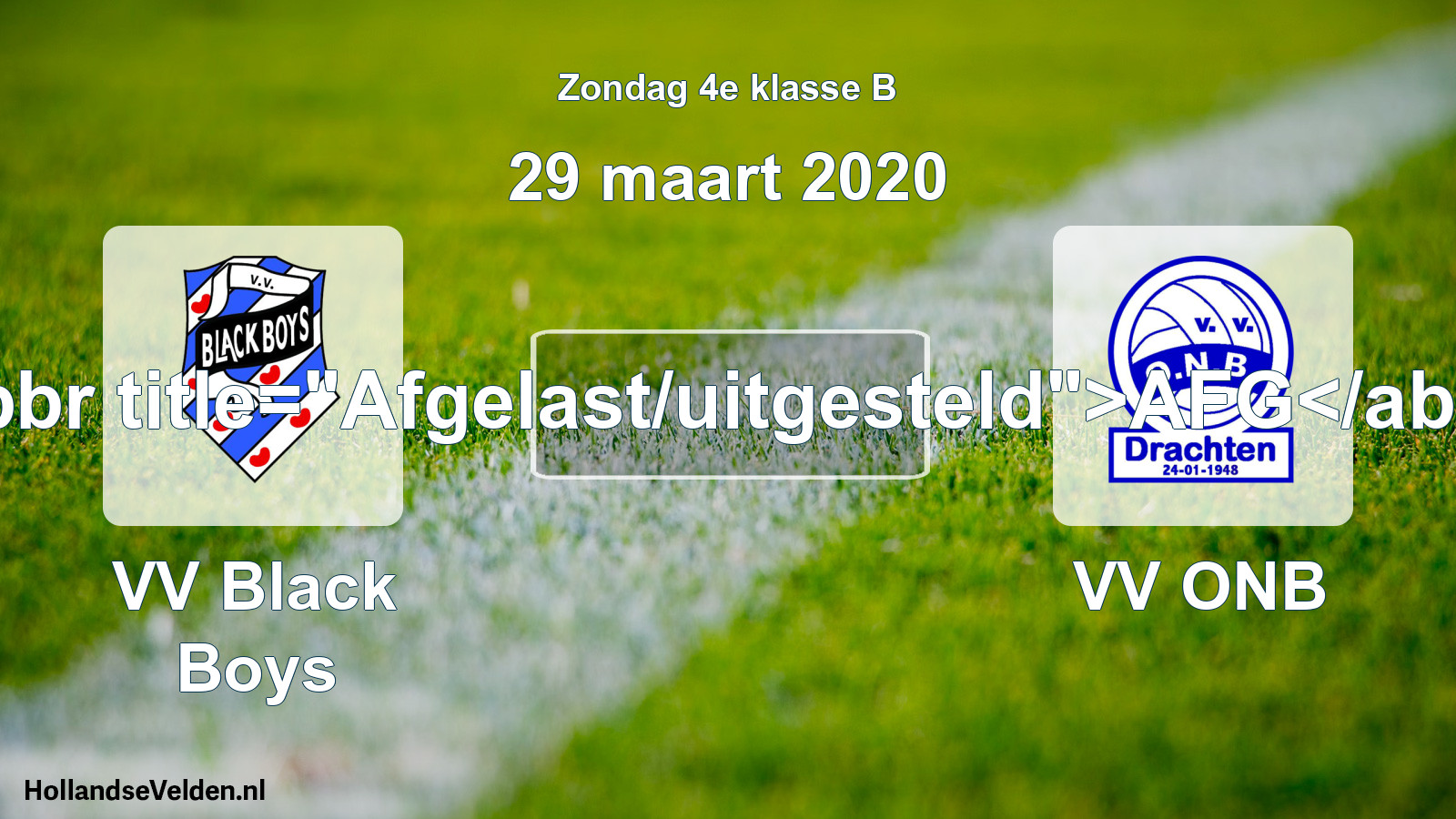 Scheduled Match: VV Black Boys - VV ONB (29 March 2020)