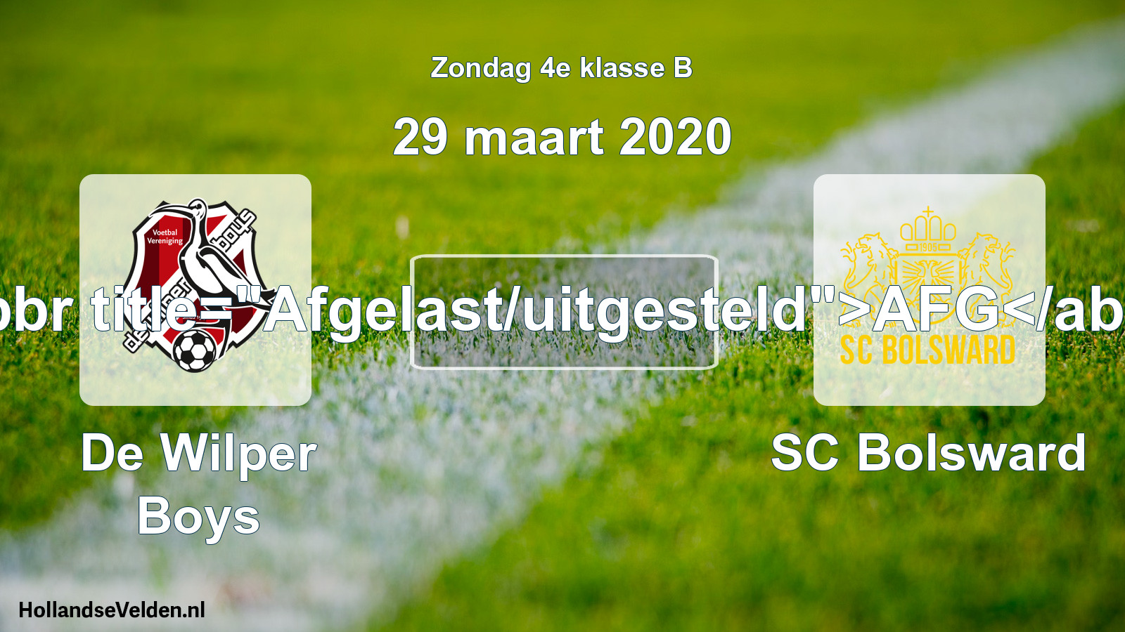 Scheduled Match: De Wilper Boys - SC Bolsward (29 March 2020)