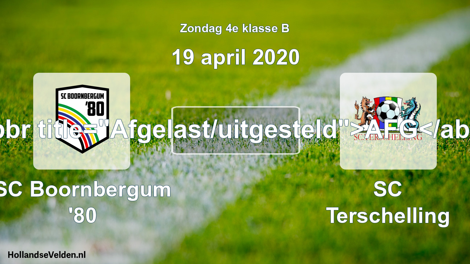 Scheduled Match: SC Boornbergum '80 - SC Terschelling (19 April 2020)