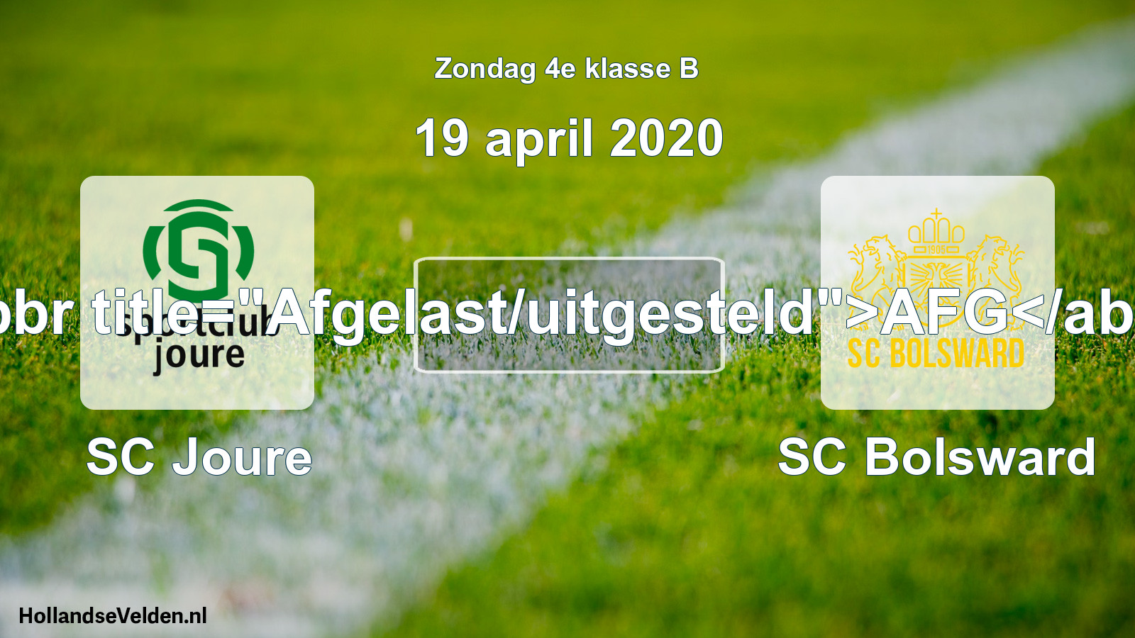 Scheduled Match: SC Joure - SC Bolsward (19 April 2020)
