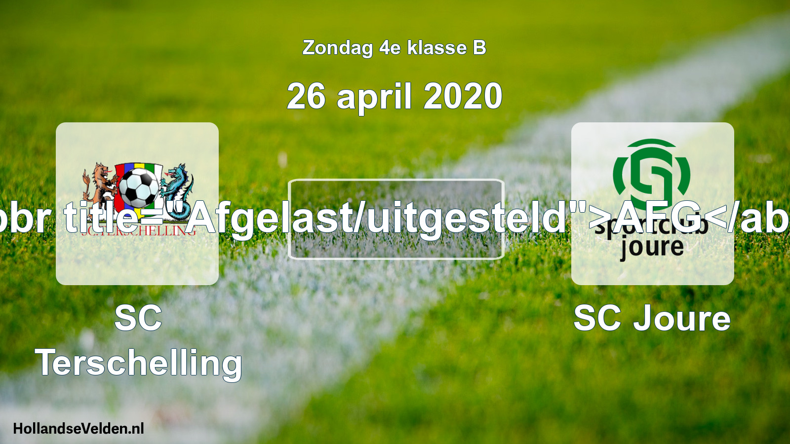Scheduled Match: SC Terschelling - SC Joure (26 April 2020)