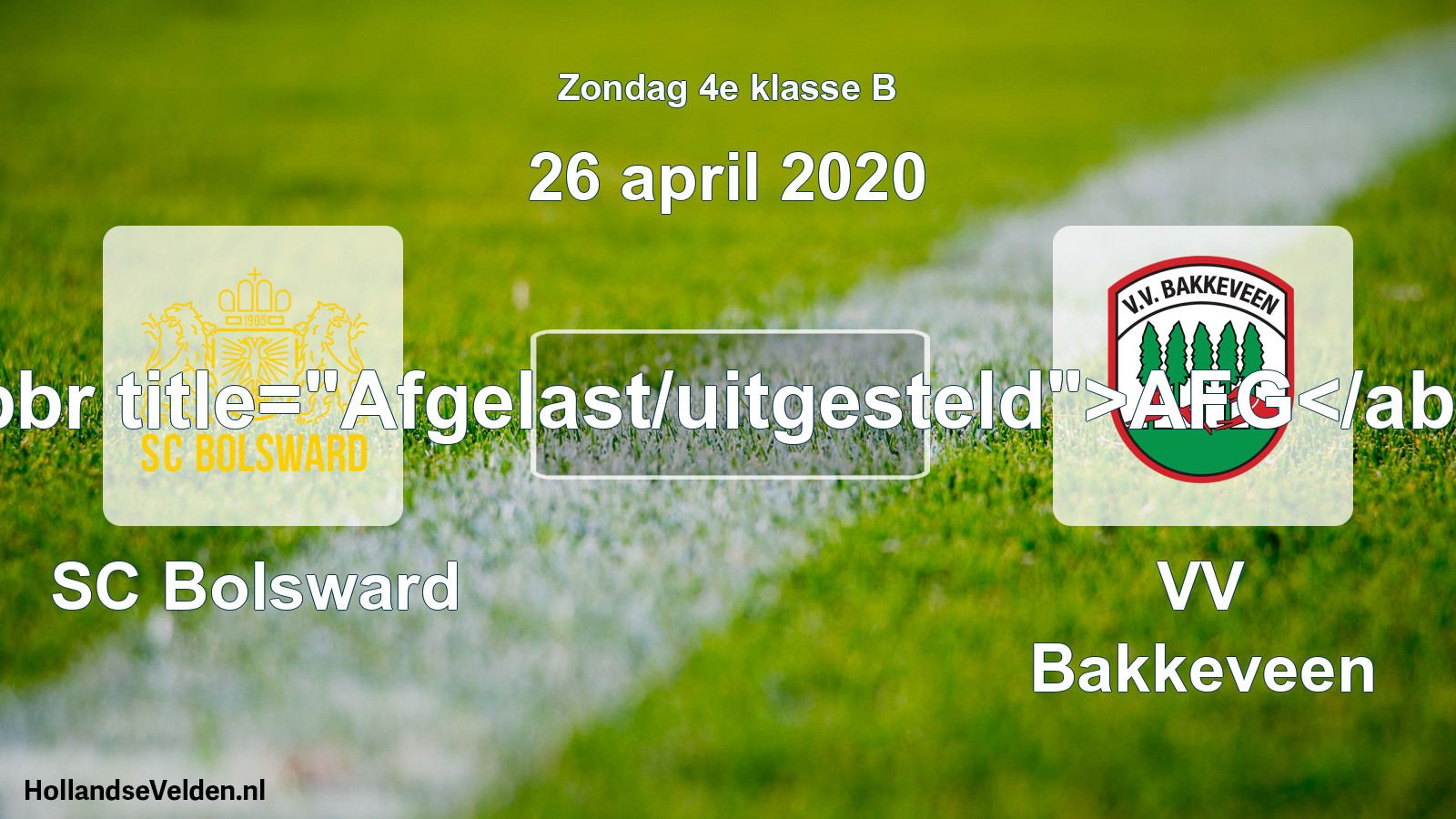 Scheduled Match: SC Bolsward - VV Bakkeveen (26 April 2020)