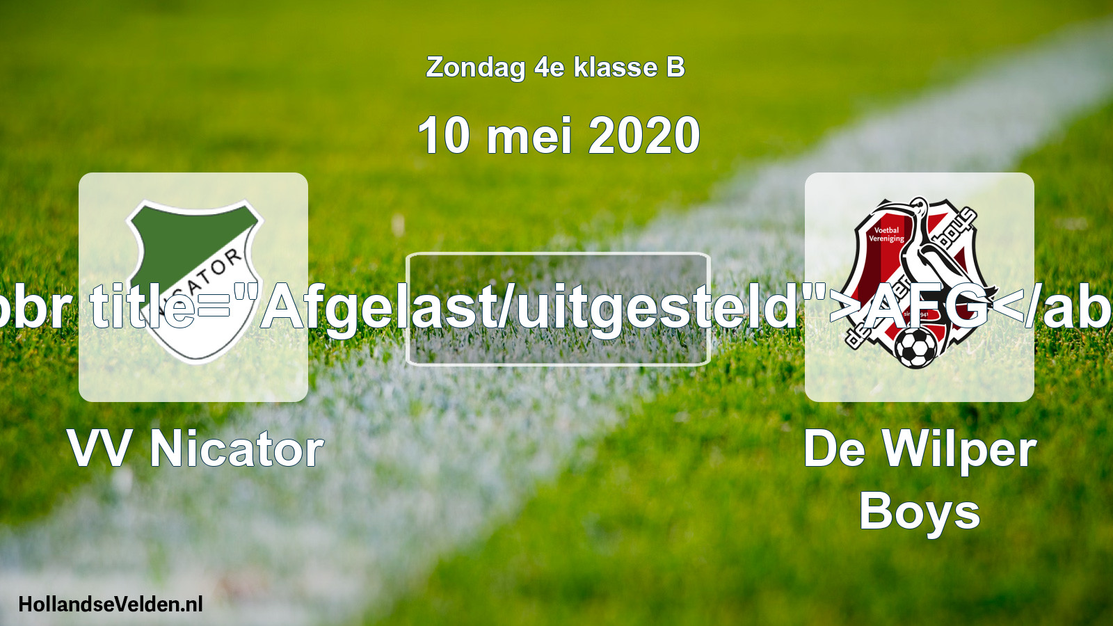 Scheduled Match: VV Nicator - De Wilper Boys (10 May 2020)