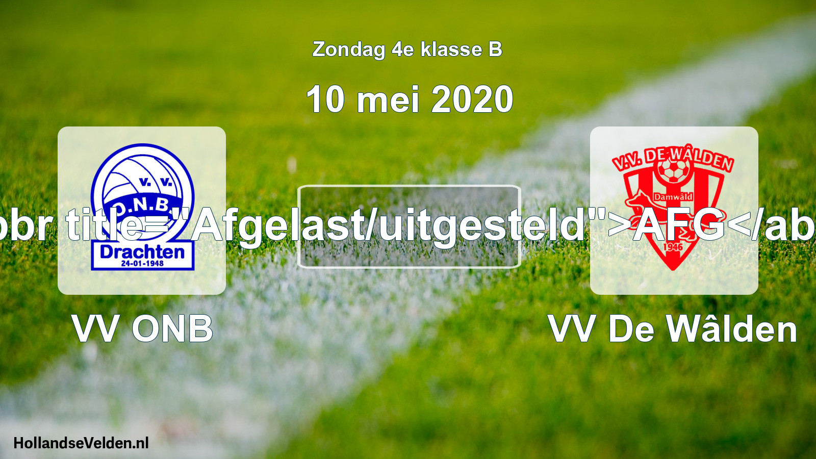 Scheduled Match: VV ONB - VV De Wâlden (10 May 2020)