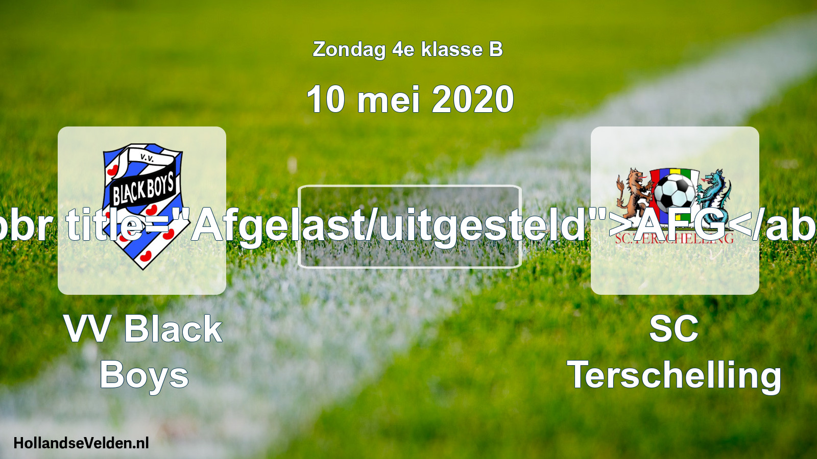 Scheduled Match: VV Black Boys - SC Terschelling (10 May 2020)