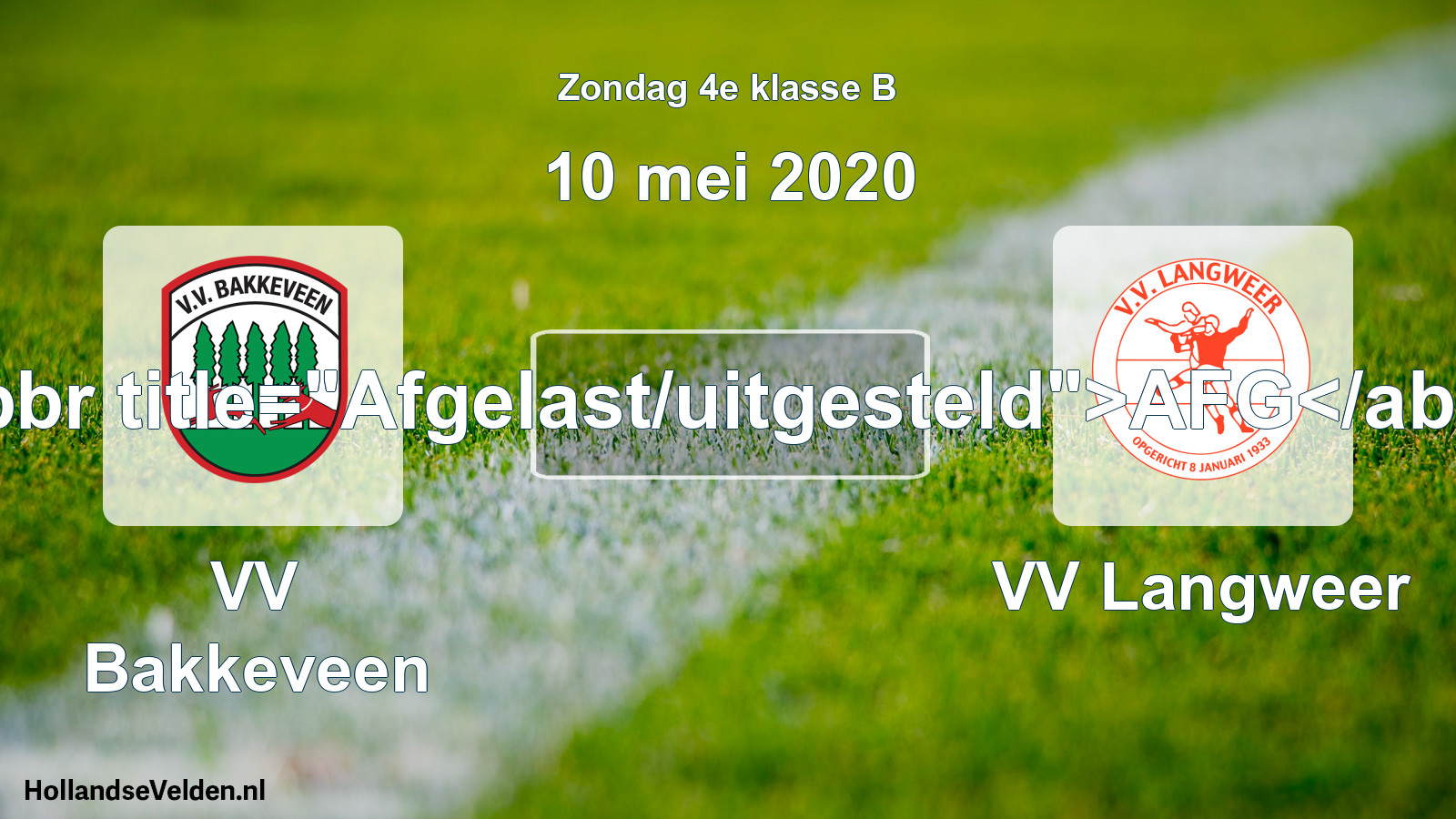 Scheduled Match: VV Bakkeveen - VV Langweer (10 May 2020)