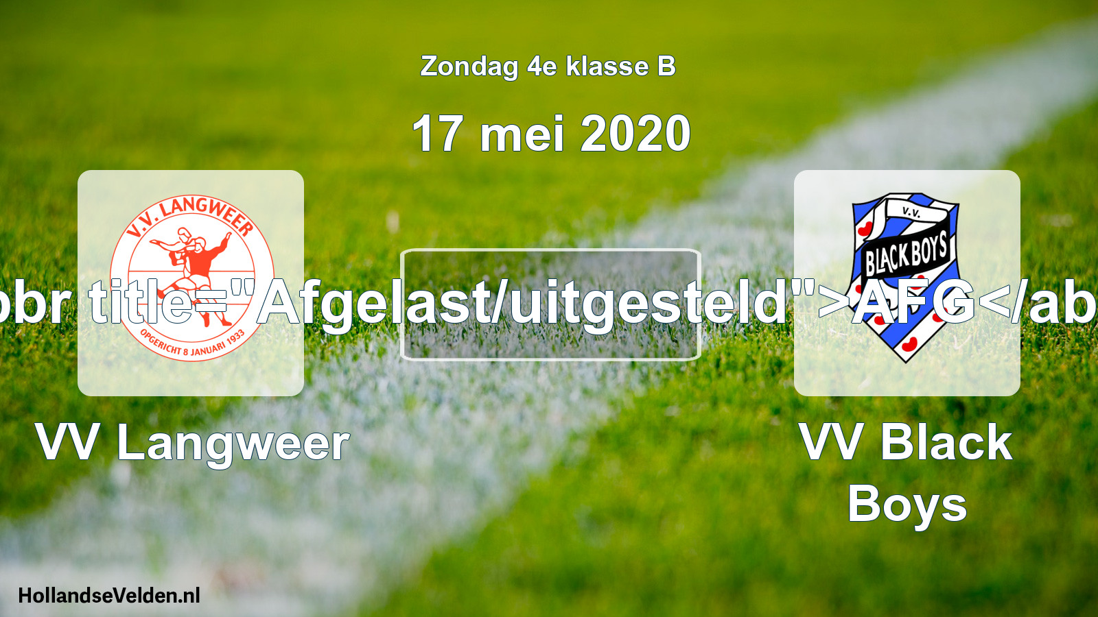Scheduled Match: VV Langweer - VV Black Boys (17 May 2020)