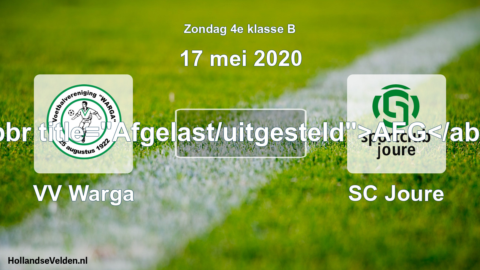 Scheduled Match: VV Warga - SC Joure (17 May 2020)