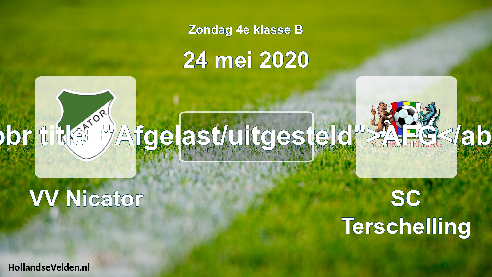 Scheduled Match: VV Nicator - SC Terschelling (24 May 2020)