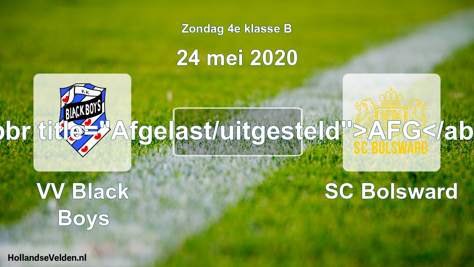 Scheduled Match: VV Black Boys - SC Bolsward (24 May 2020)