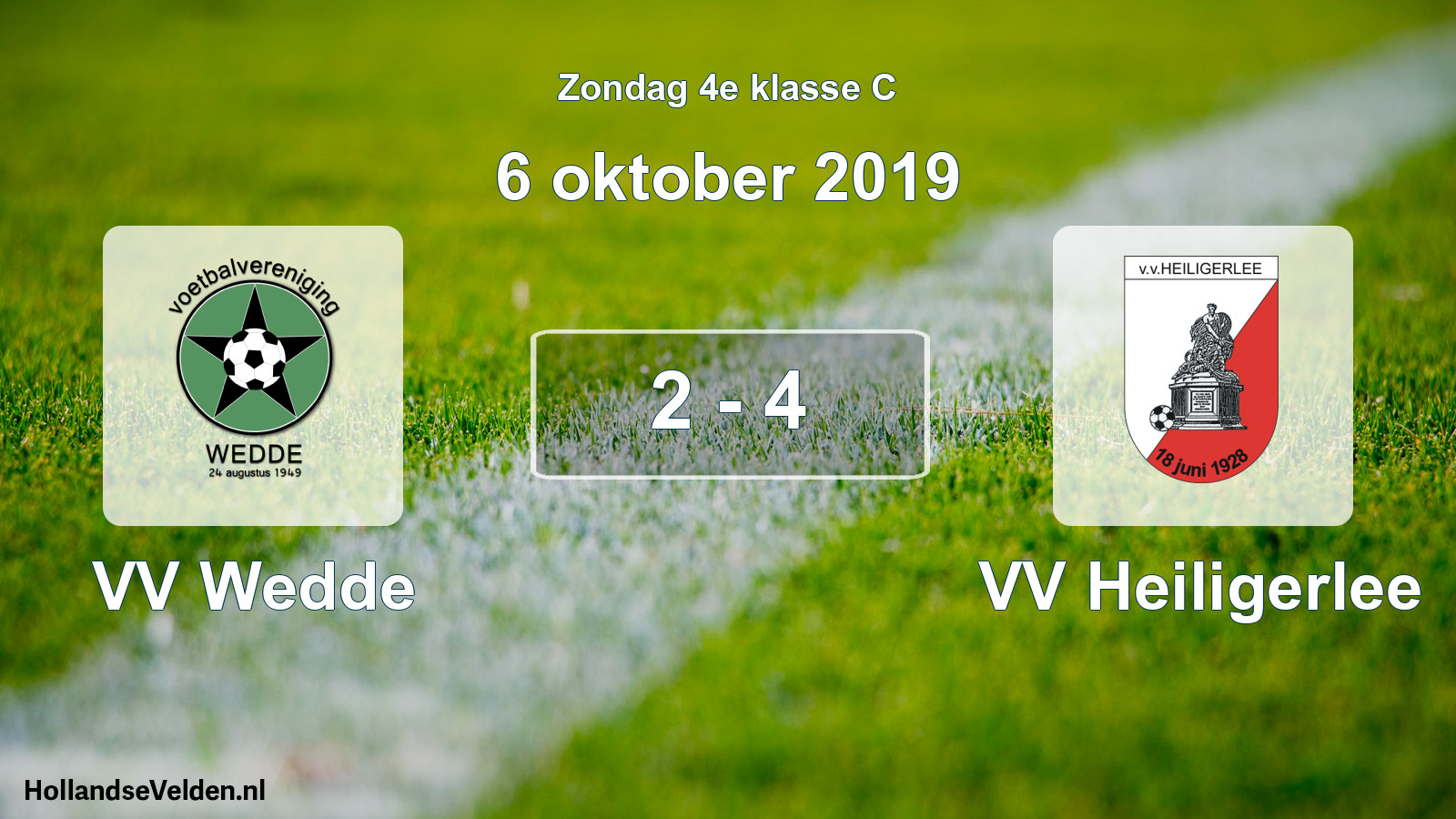 Total number of matches played: VV Wedde - VV Heiligerlee 2 - 4 (6 October 2019)