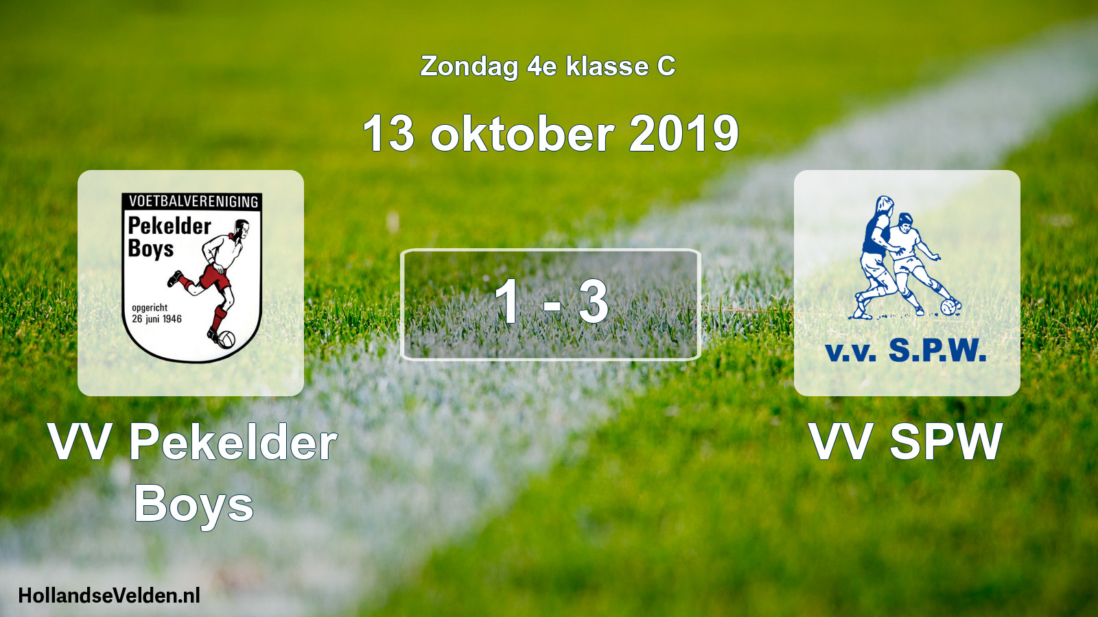 Total number of matches played: VV Pekelder Boys - VV SPW 1 - 3 (13 October 2019)