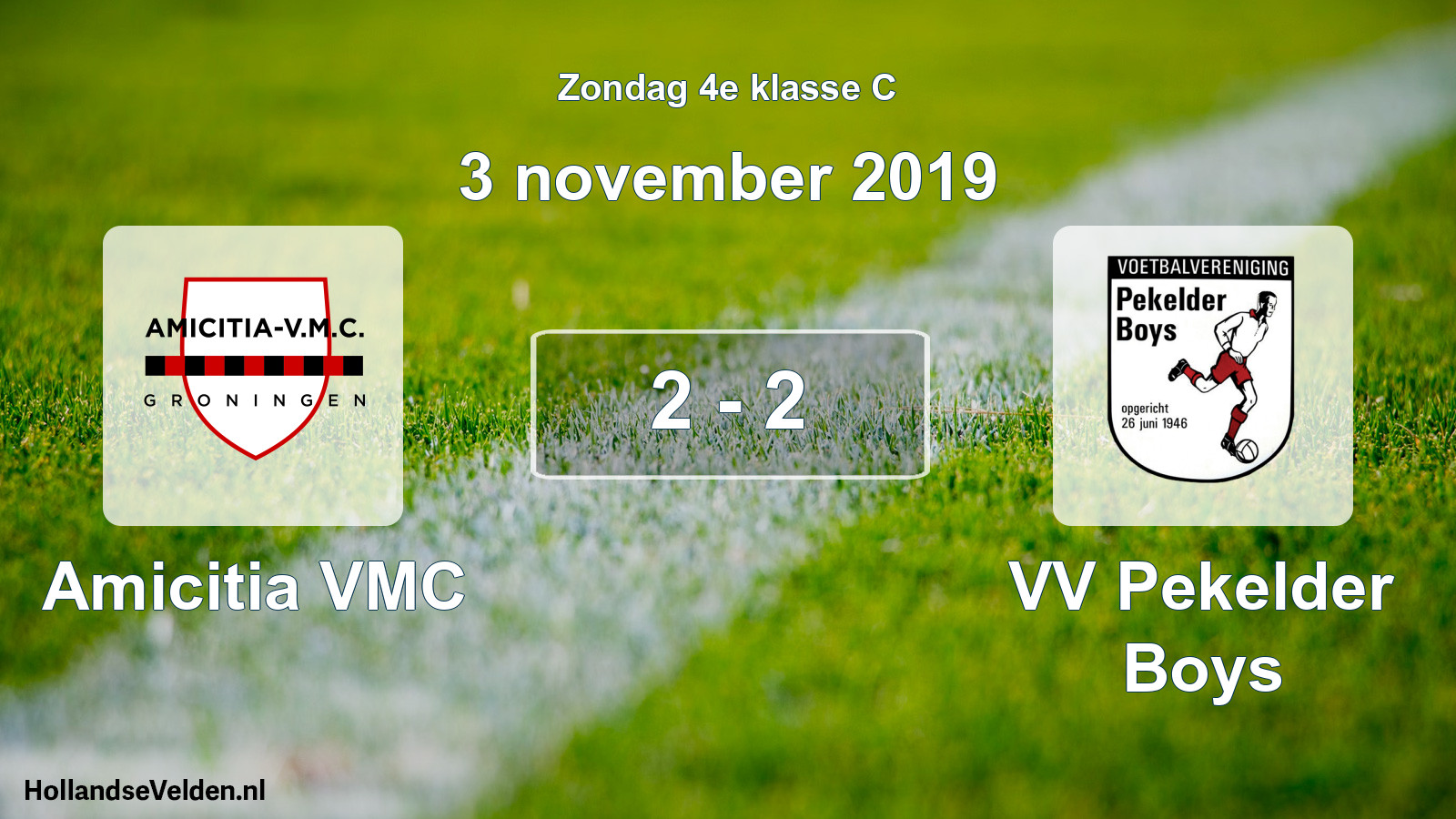 Total number of matches played: Amicitia VMC - VV Pekelder Boys 2 - 2 (3 November 2019)