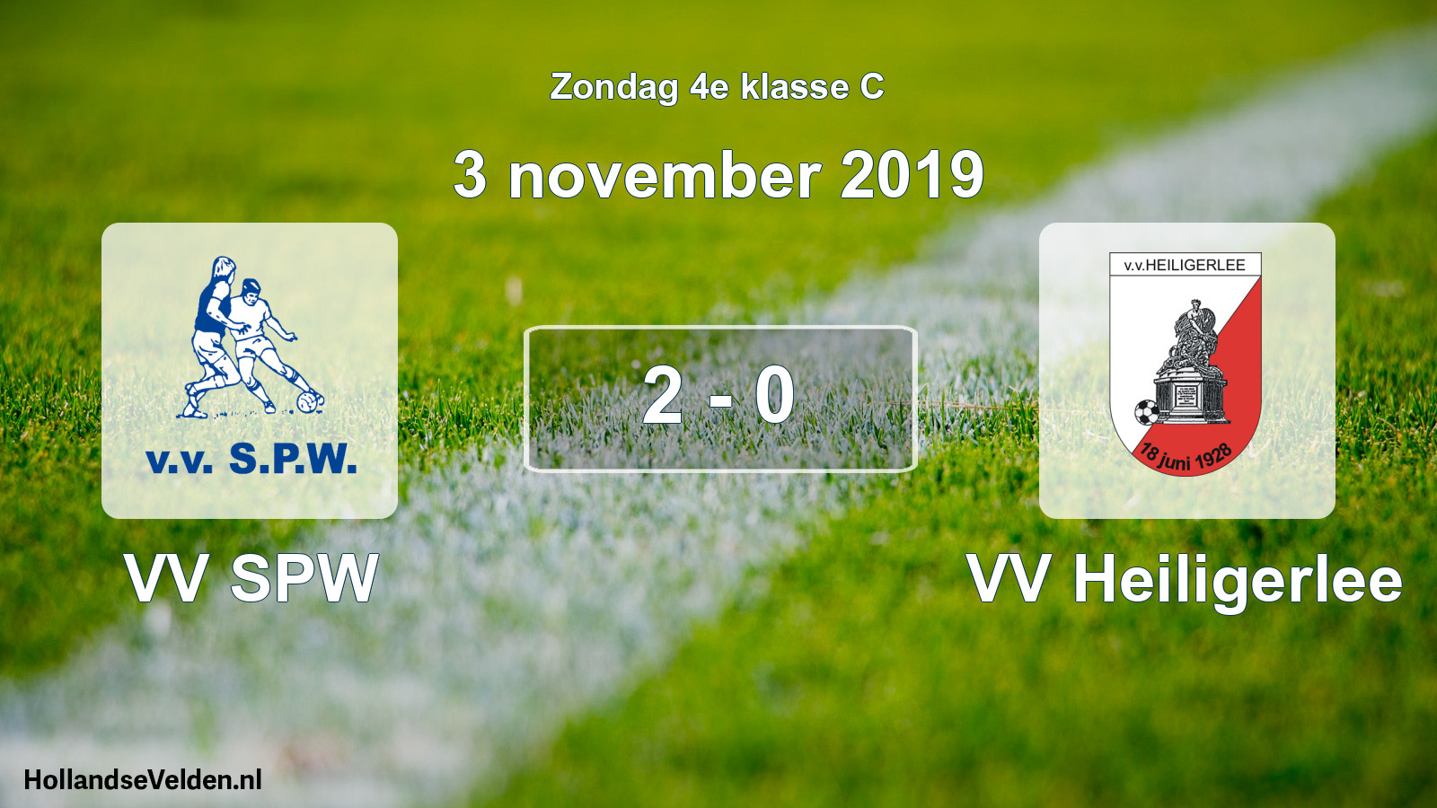 Total number of matches played: VV SPW - VV Heiligerlee 2 - 0 (3 November 2019)