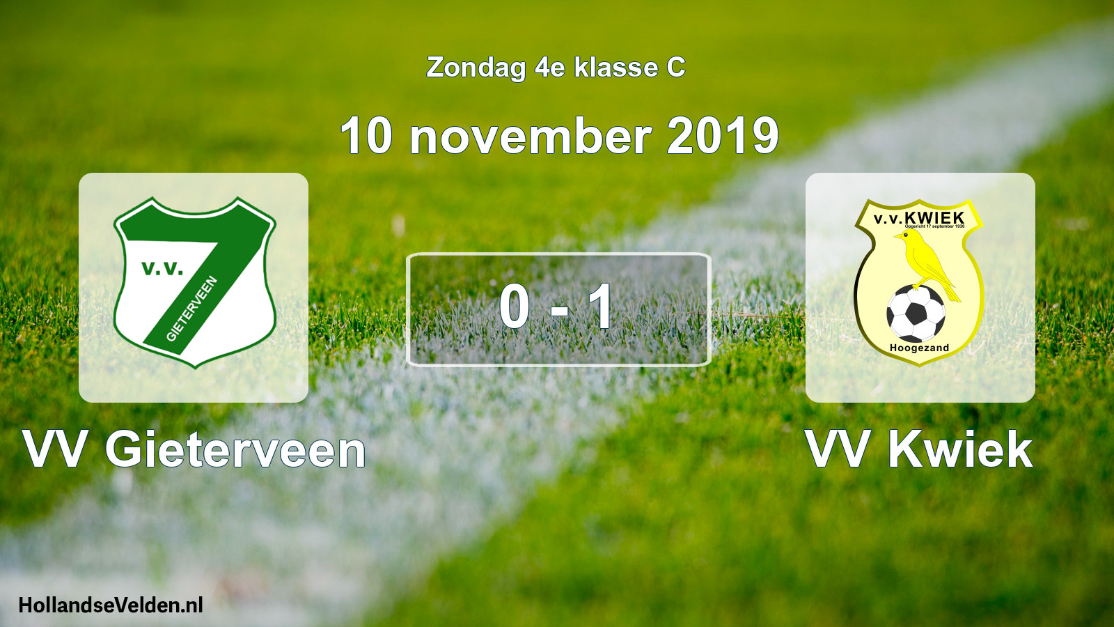 Total number of matches played: VV Gieterveen - VV Kwiek 0 - 1 (10 November 2019)