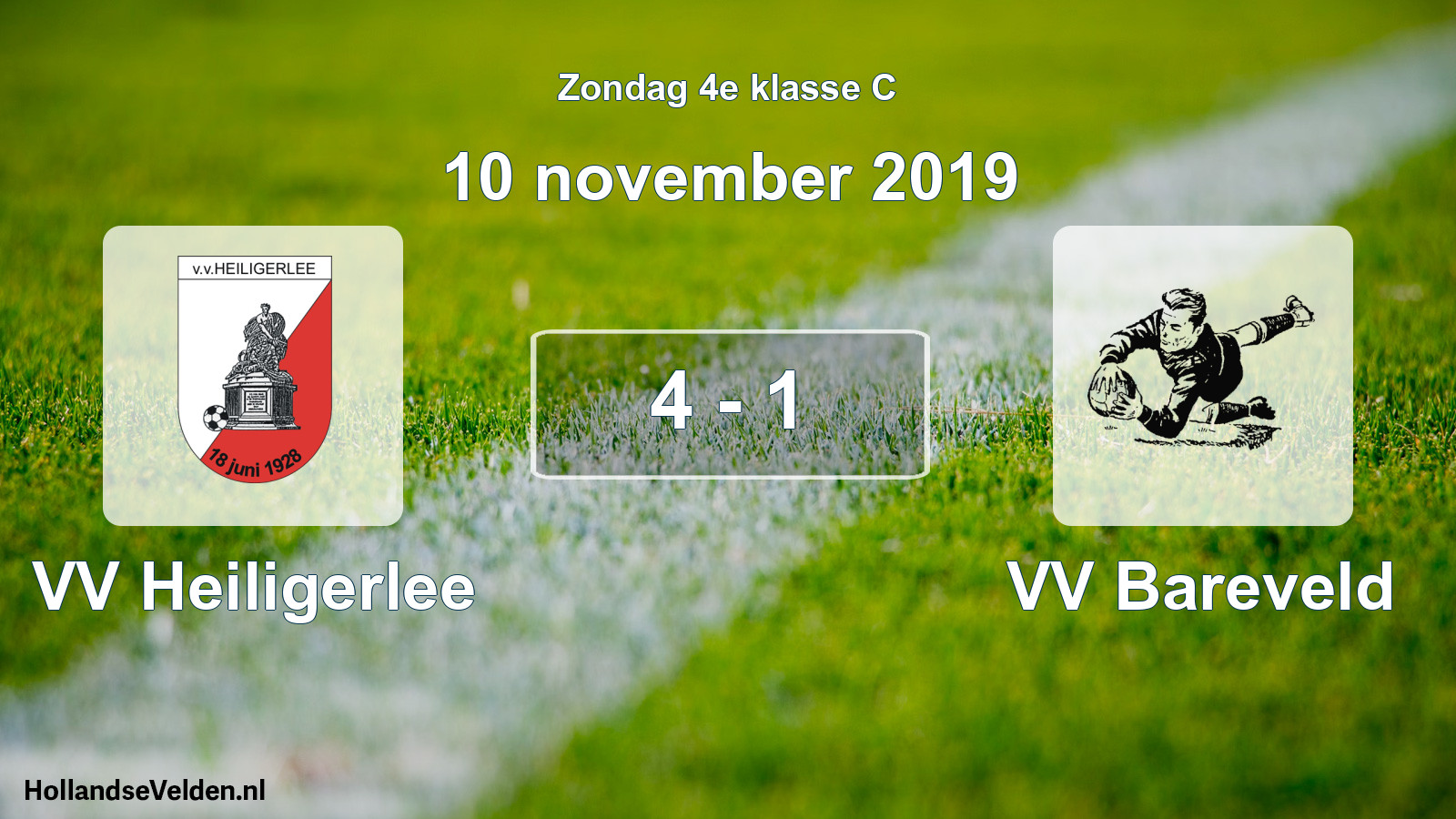 Total number of matches played: VV Heiligerlee - VV Bareveld 4 - 1 (10 November 2019)