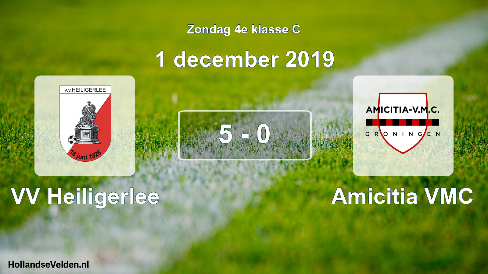 Total number of matches played: VV Heiligerlee - Amicitia VMC 5 - 0 (1 December 2019)