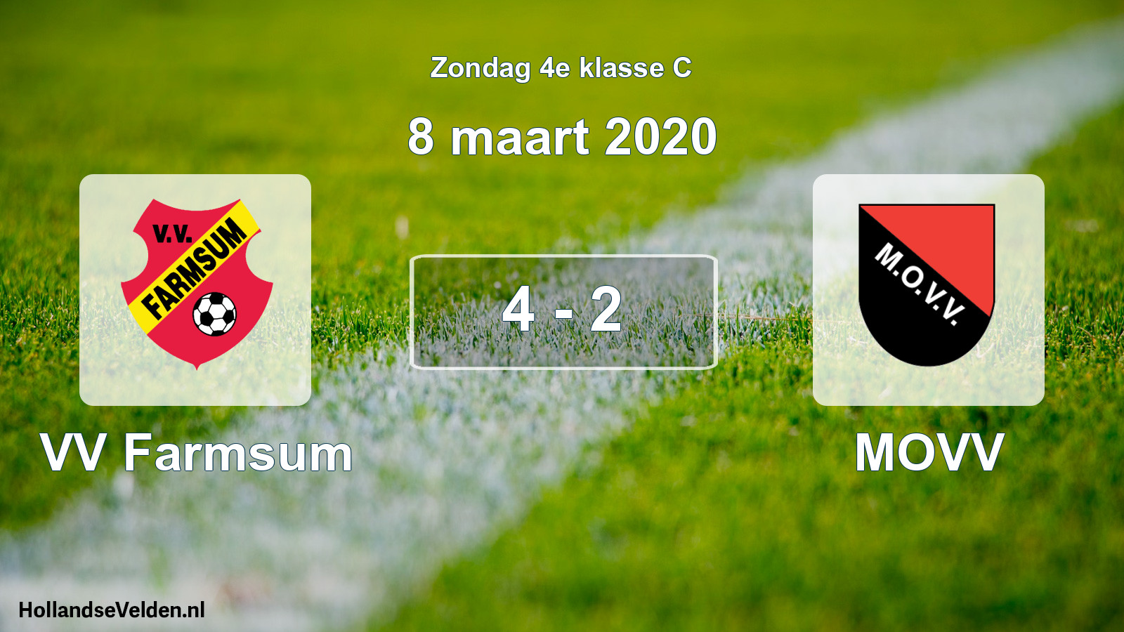 Total number of matches played: VV Farmsum - MOVV 4 - 2 (8 March 2020)