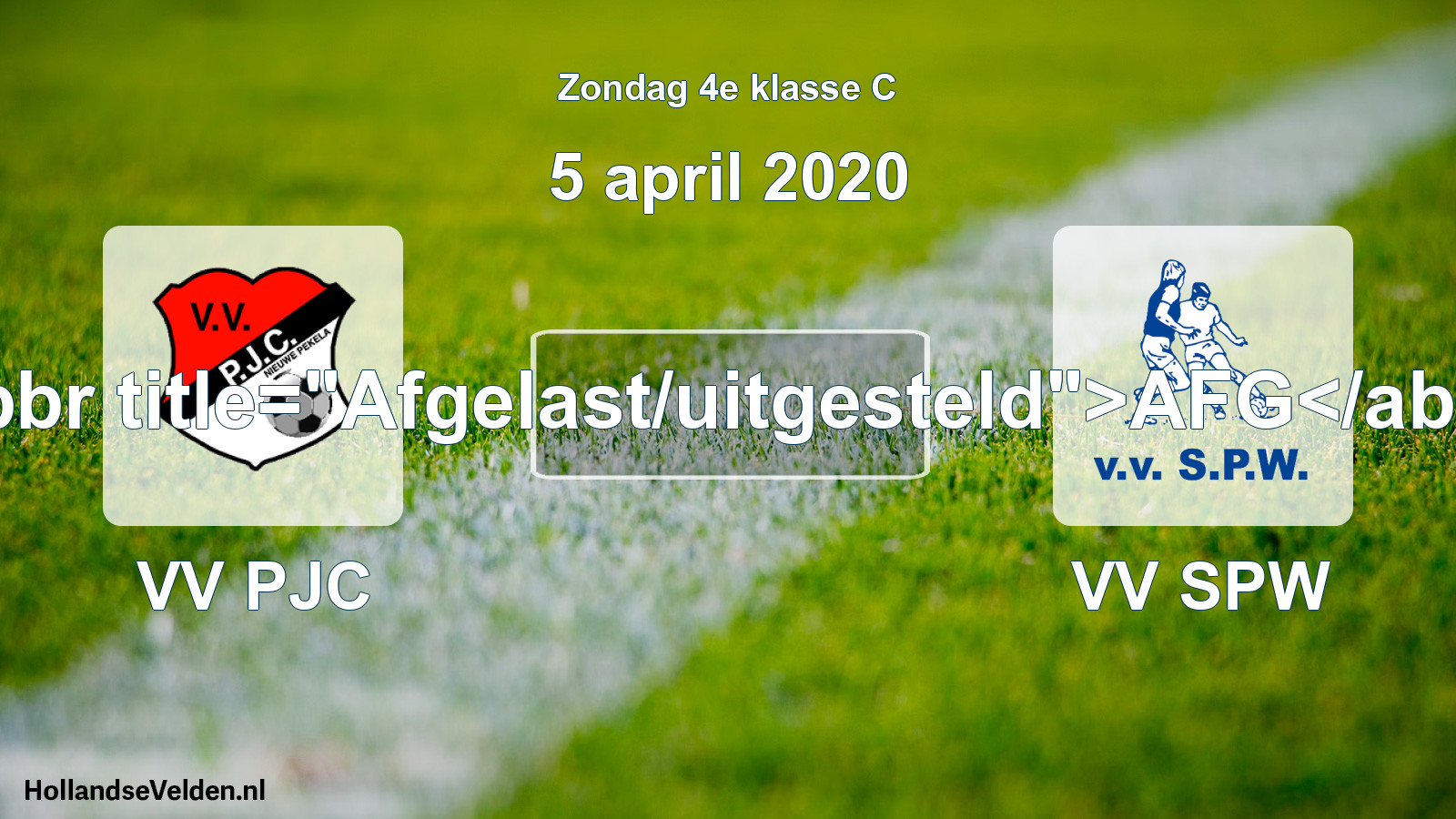 Scheduled Match: VV PJC - VV SPW (5 April 2020)