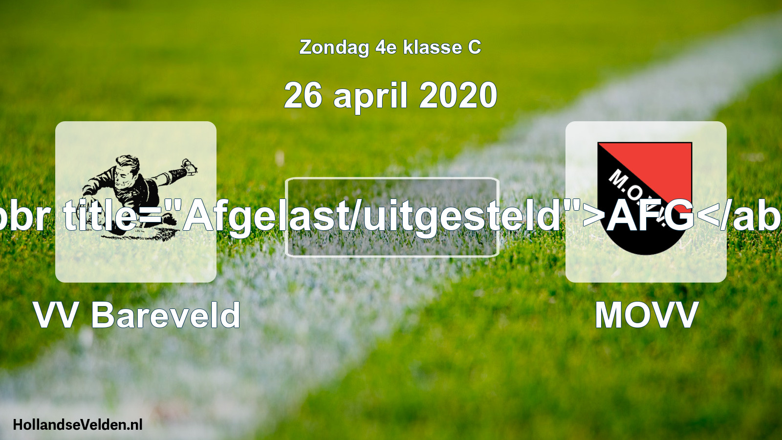Scheduled Match: VV Bareveld - MOVV (26 April 2020)