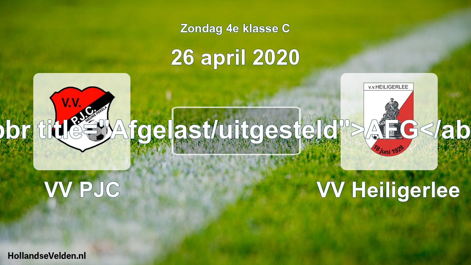 Scheduled Match: VV PJC - VV Heiligerlee (26 April 2020)