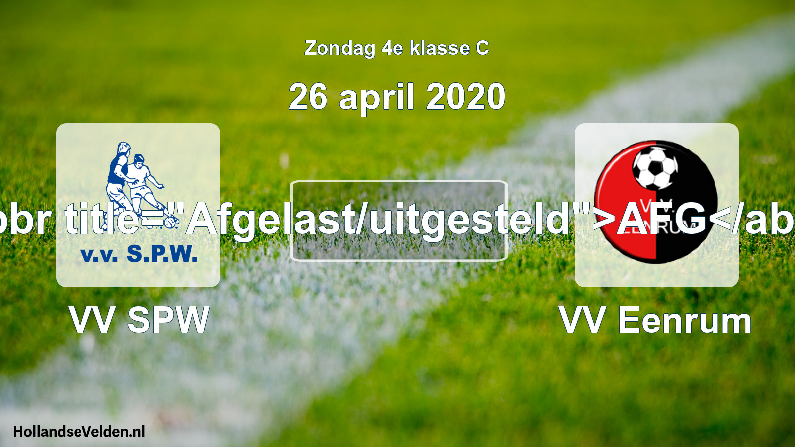 Scheduled Match: VV SPW - VV Eenrum (26 April 2020)