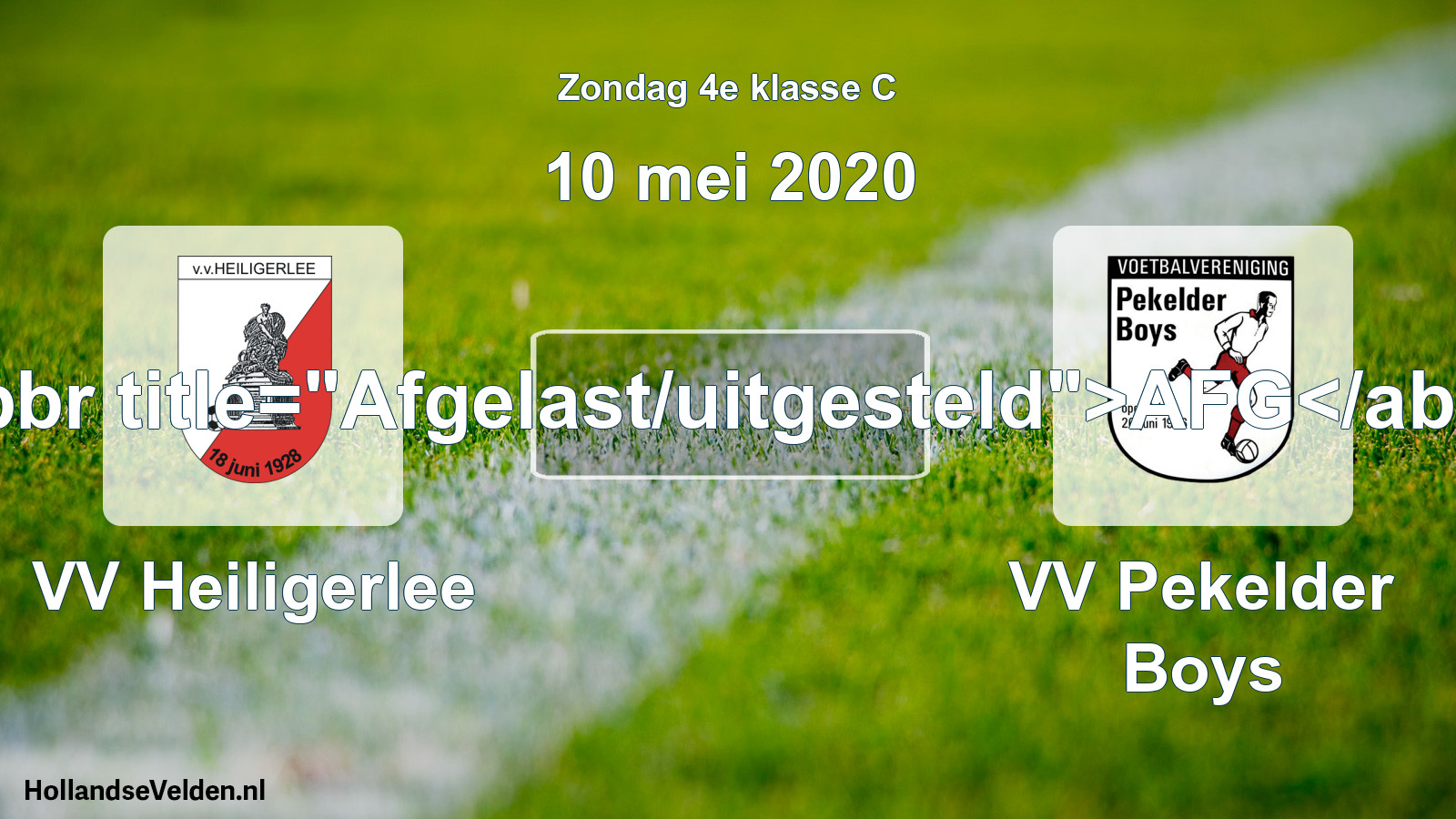 Scheduled Match: VV Heiligerlee - VV Pekelder Boys (10 May 2020)