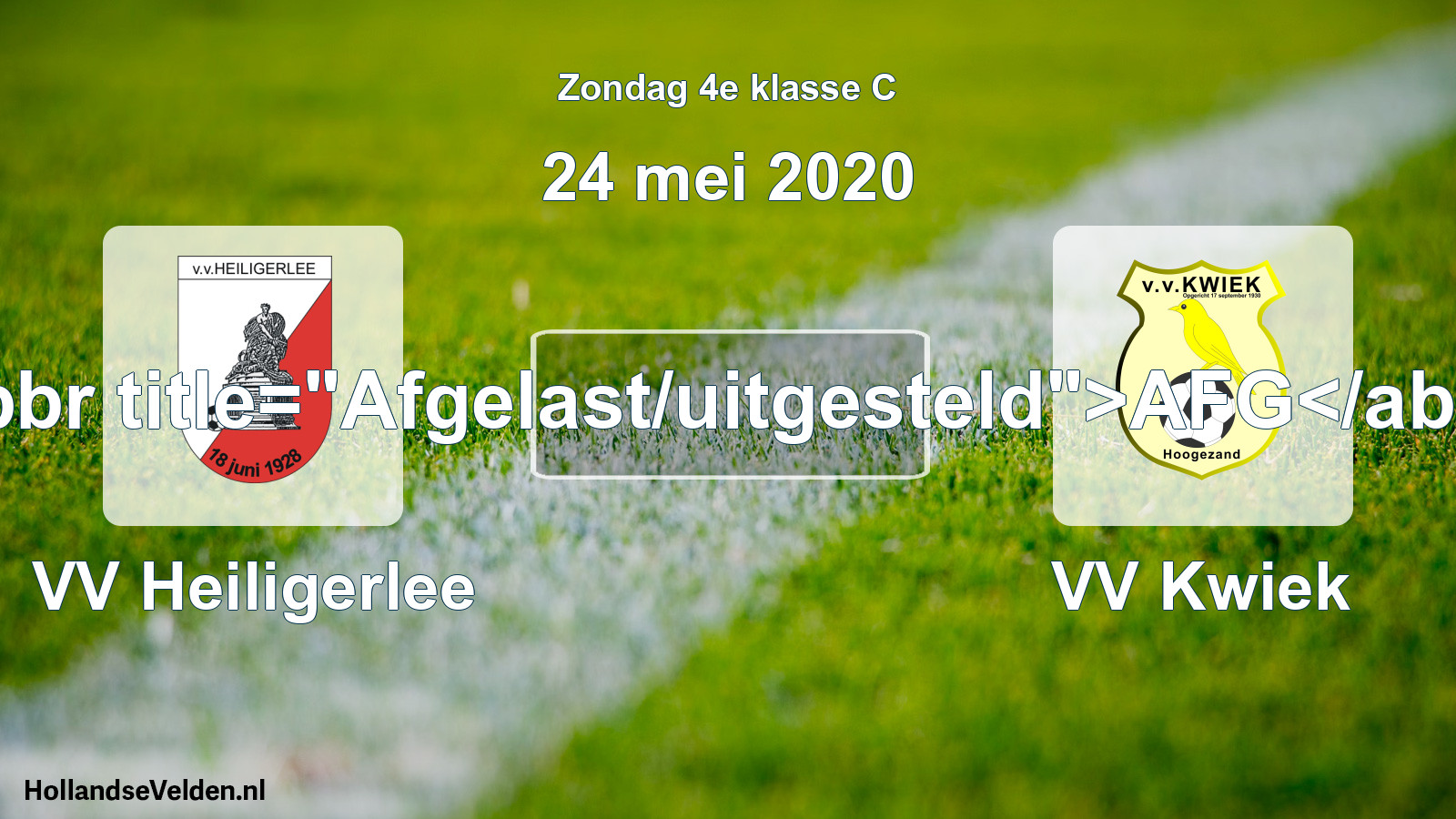 Scheduled Match: VV Heiligerlee - VV Kwiek (24 May 2020)
