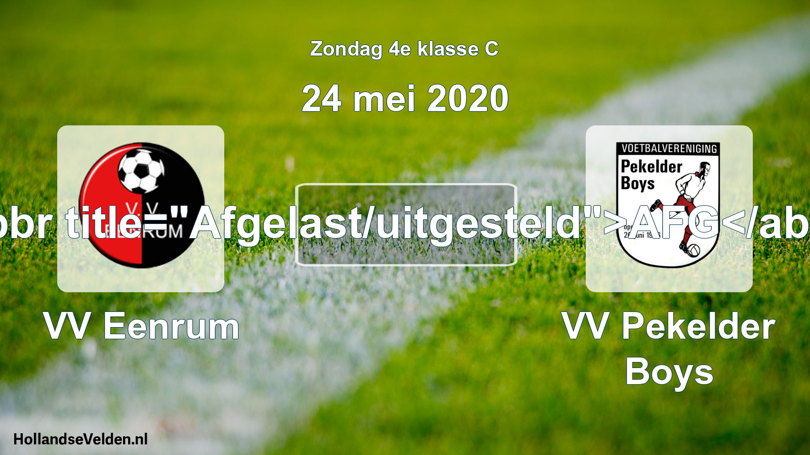 Scheduled Match: VV Eenrum - VV Pekelder Boys (24 May 2020)