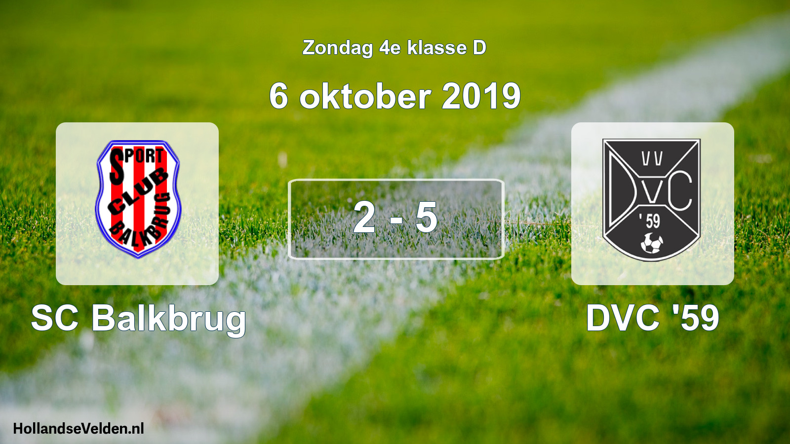 Total number of matches played: SC Balkbrug - DVC '59 2 - 5 (6 October 2019)