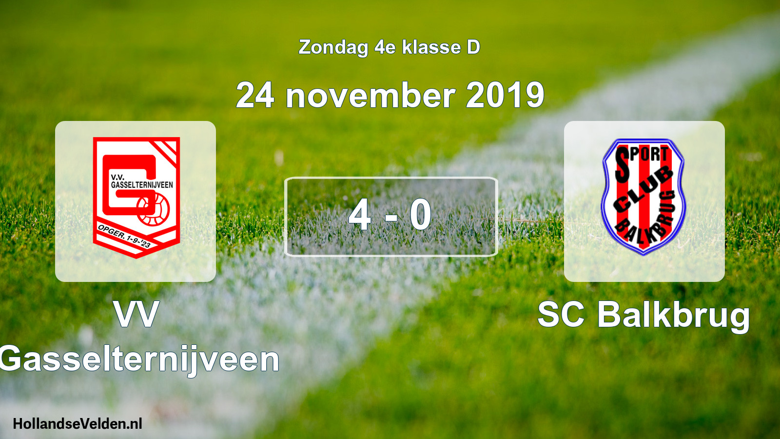 Total number of matches played: VV Gasselternijveen - SC Balkbrug 4 - 0 (24 November 2019)